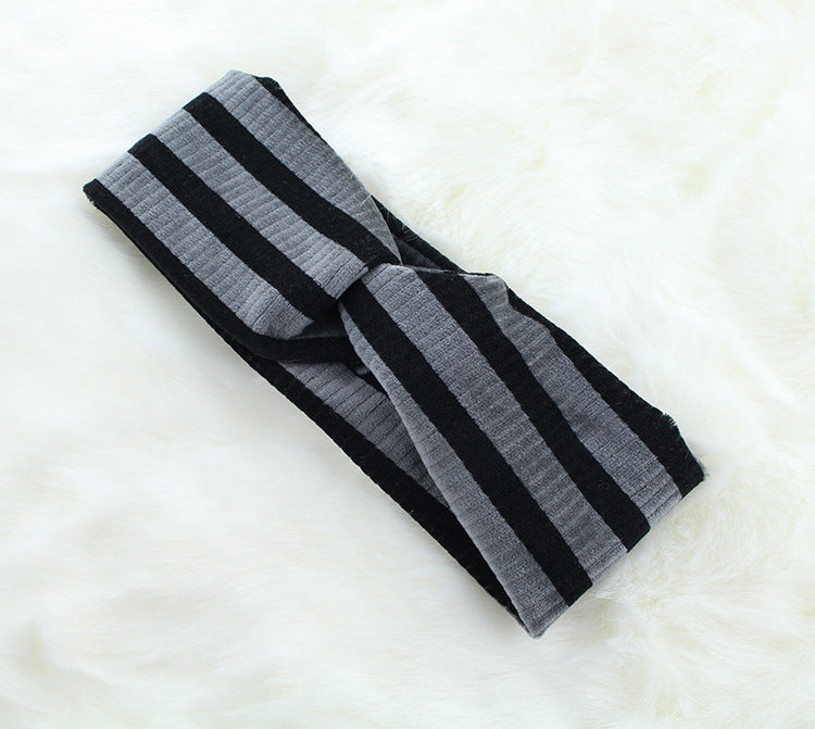 Stripped velvet turban headband
