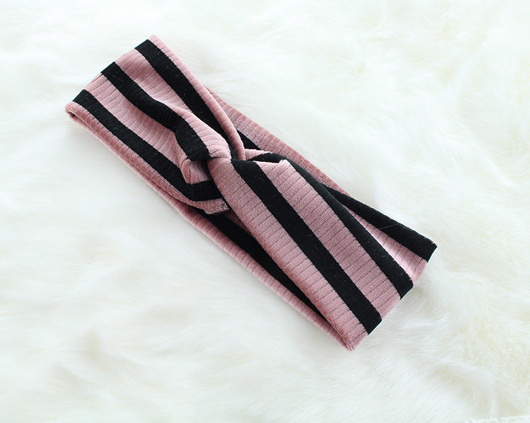 Stripped velvet turban headband