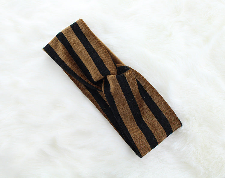 Stripped velvet turban headband