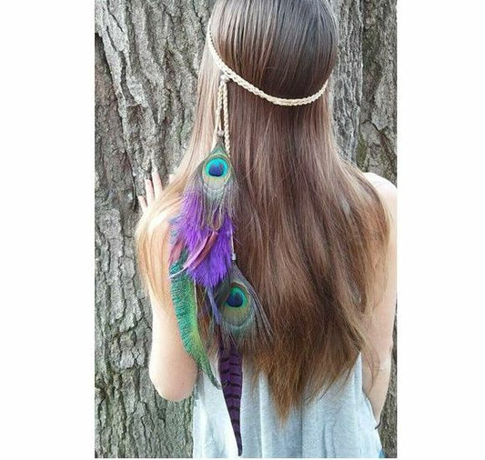 Gorgeous feathers hair band - Purple