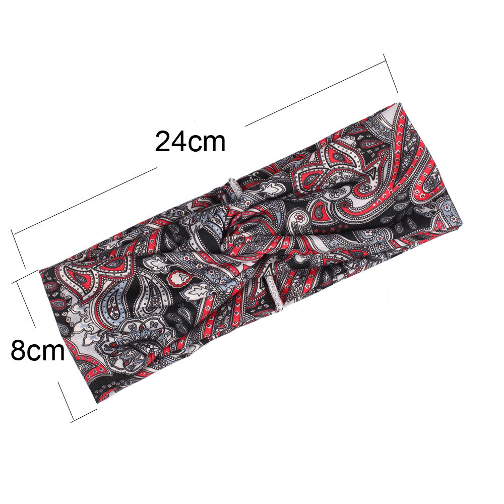 Multi-coloured bohemian style turban headband