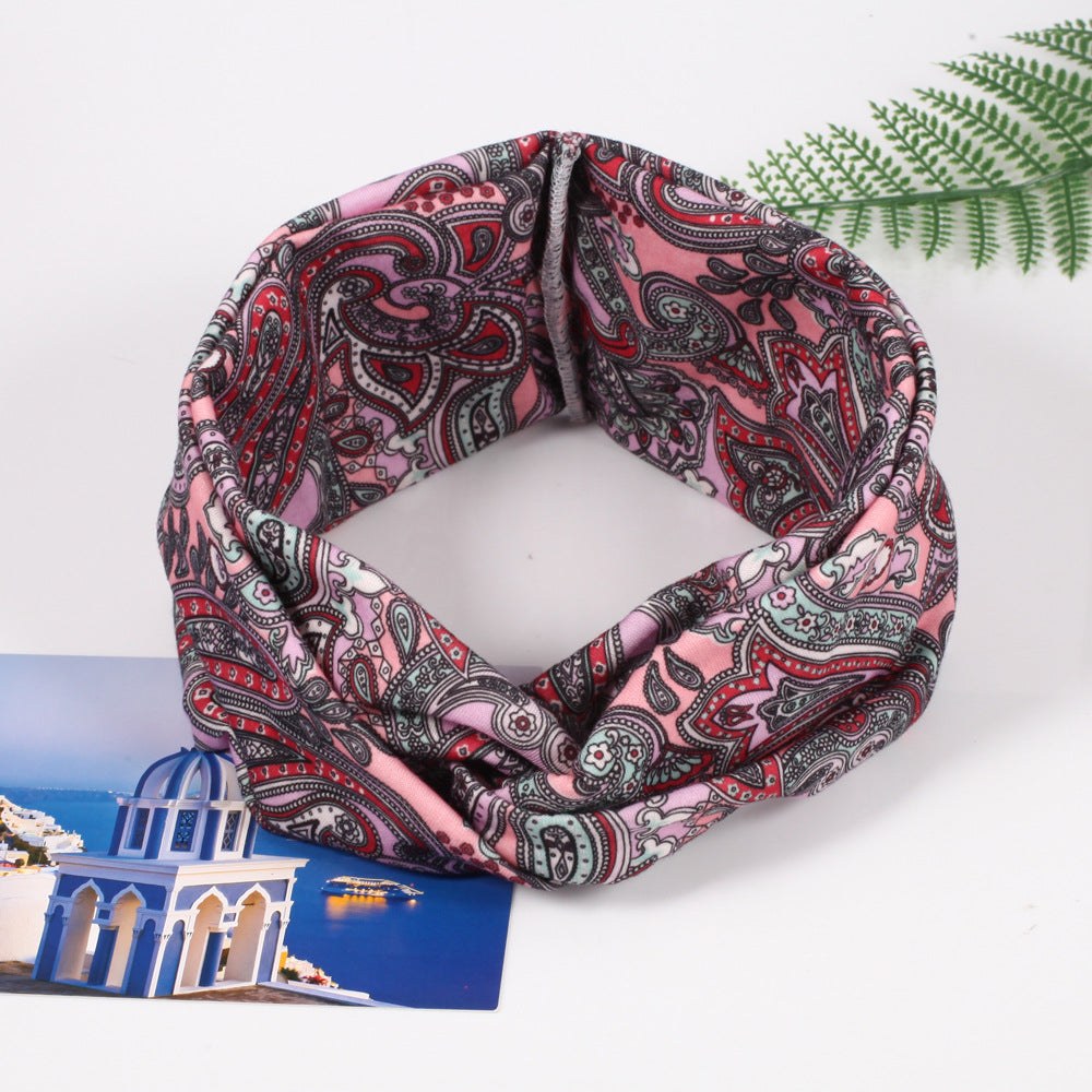 Multi-coloured bohemian style turban headband