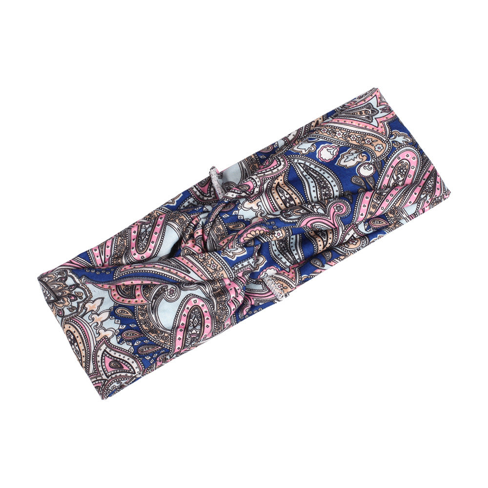 Multi-coloured bohemian style turban headband