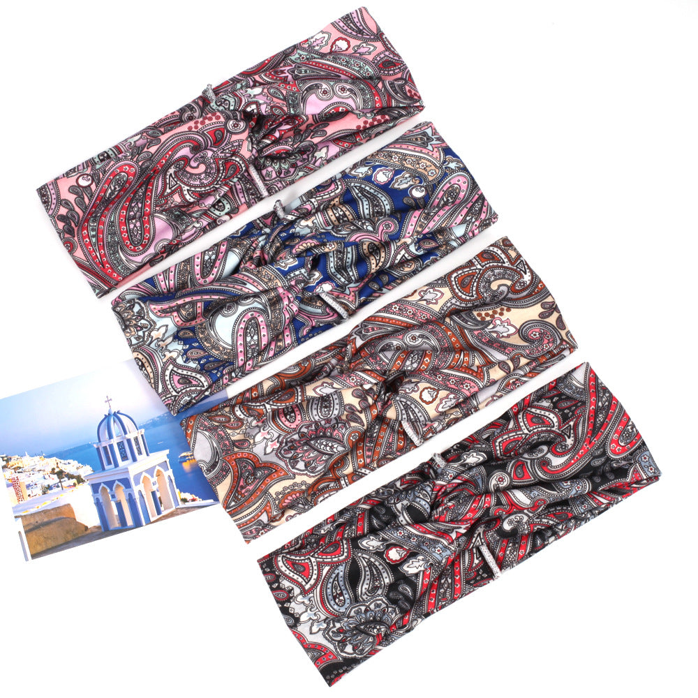 Multi-coloured bohemian style turban headband