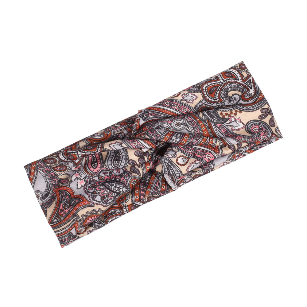 Multi-coloured bohemian style turban headband