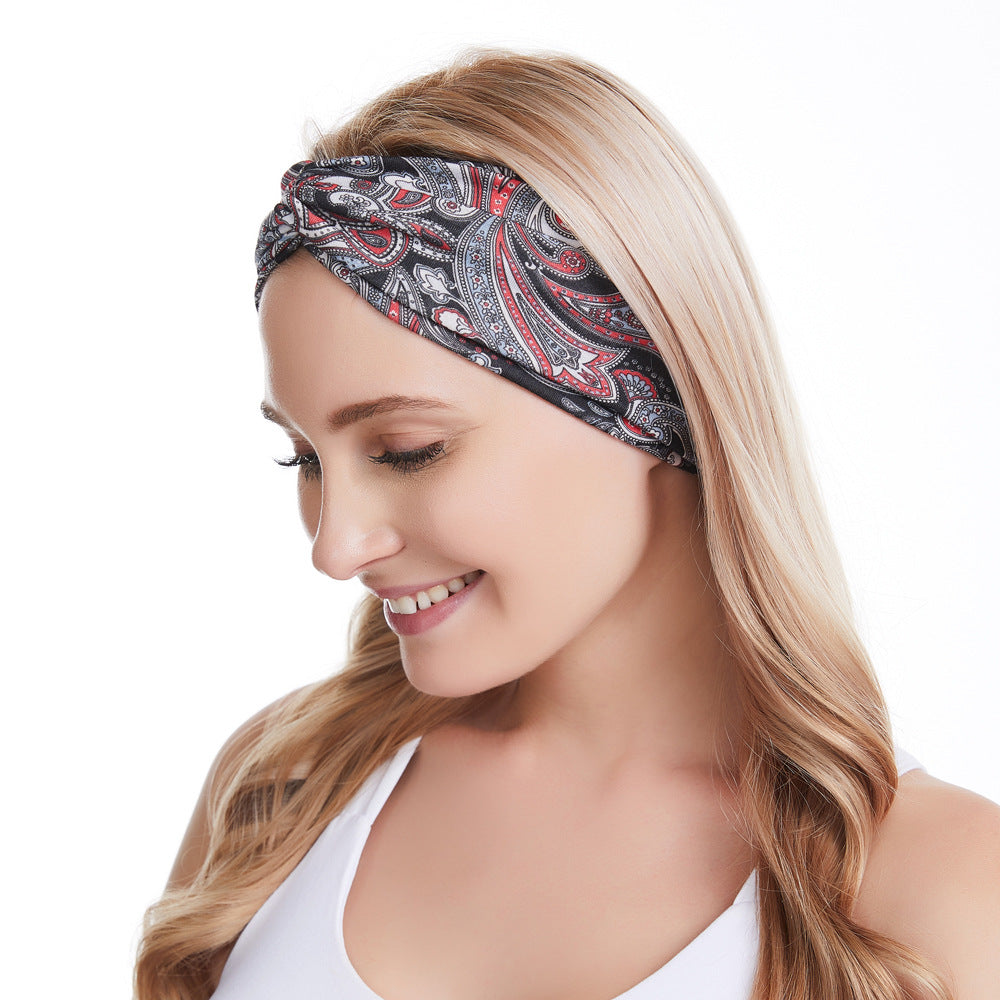 Multi-coloured bohemian style turban headband