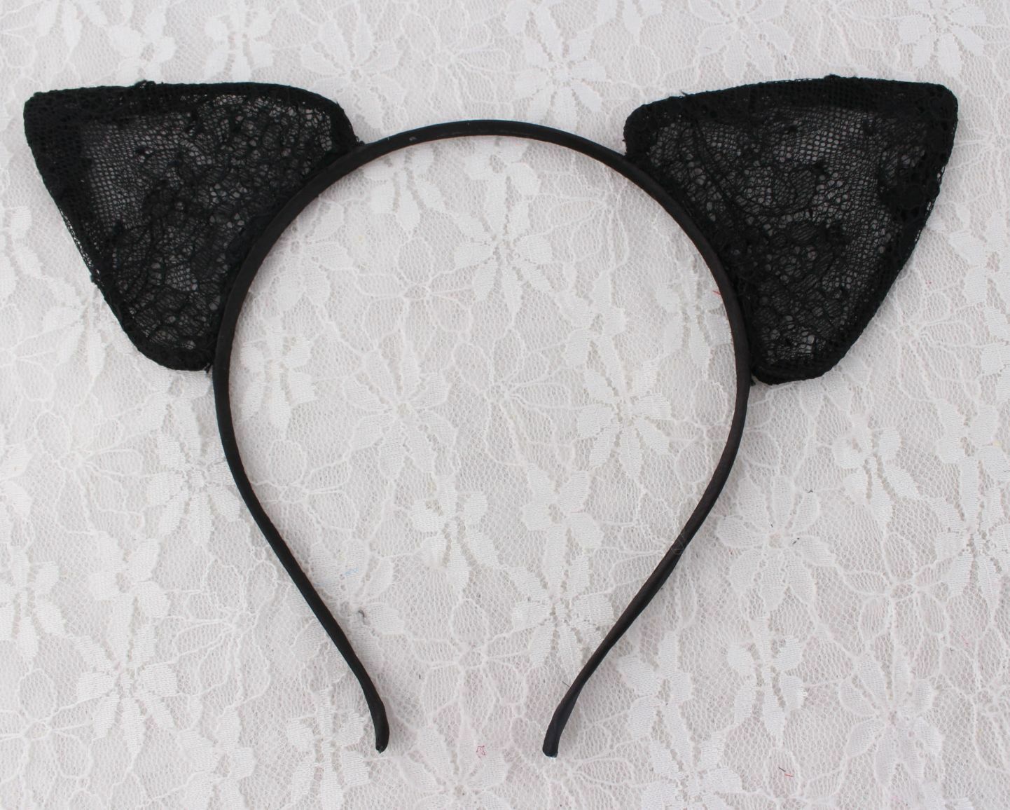 New black lace cat ears headband