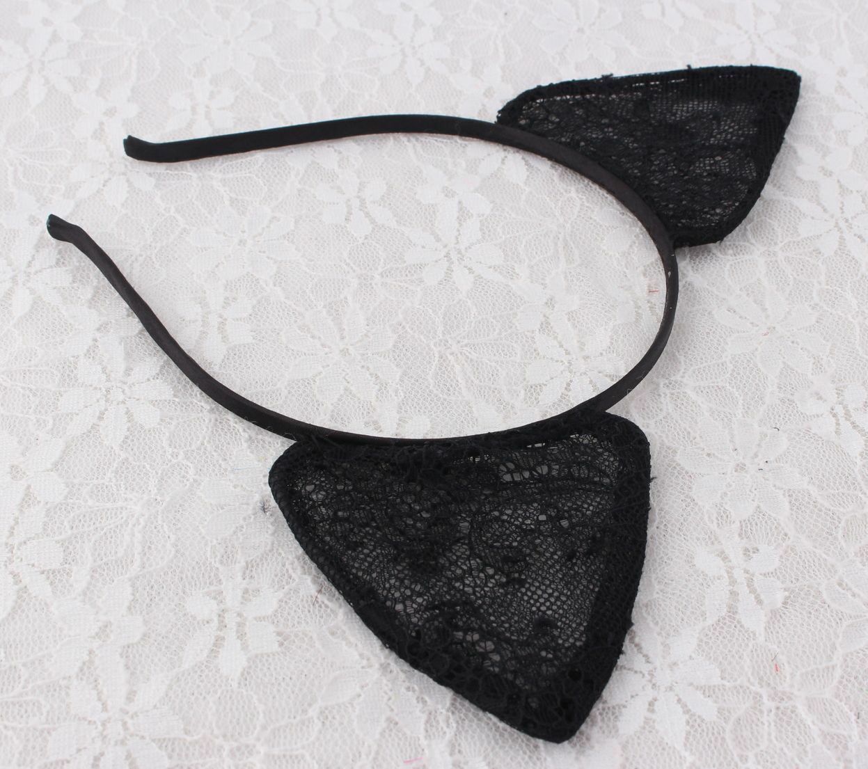 New black lace cat ears headband