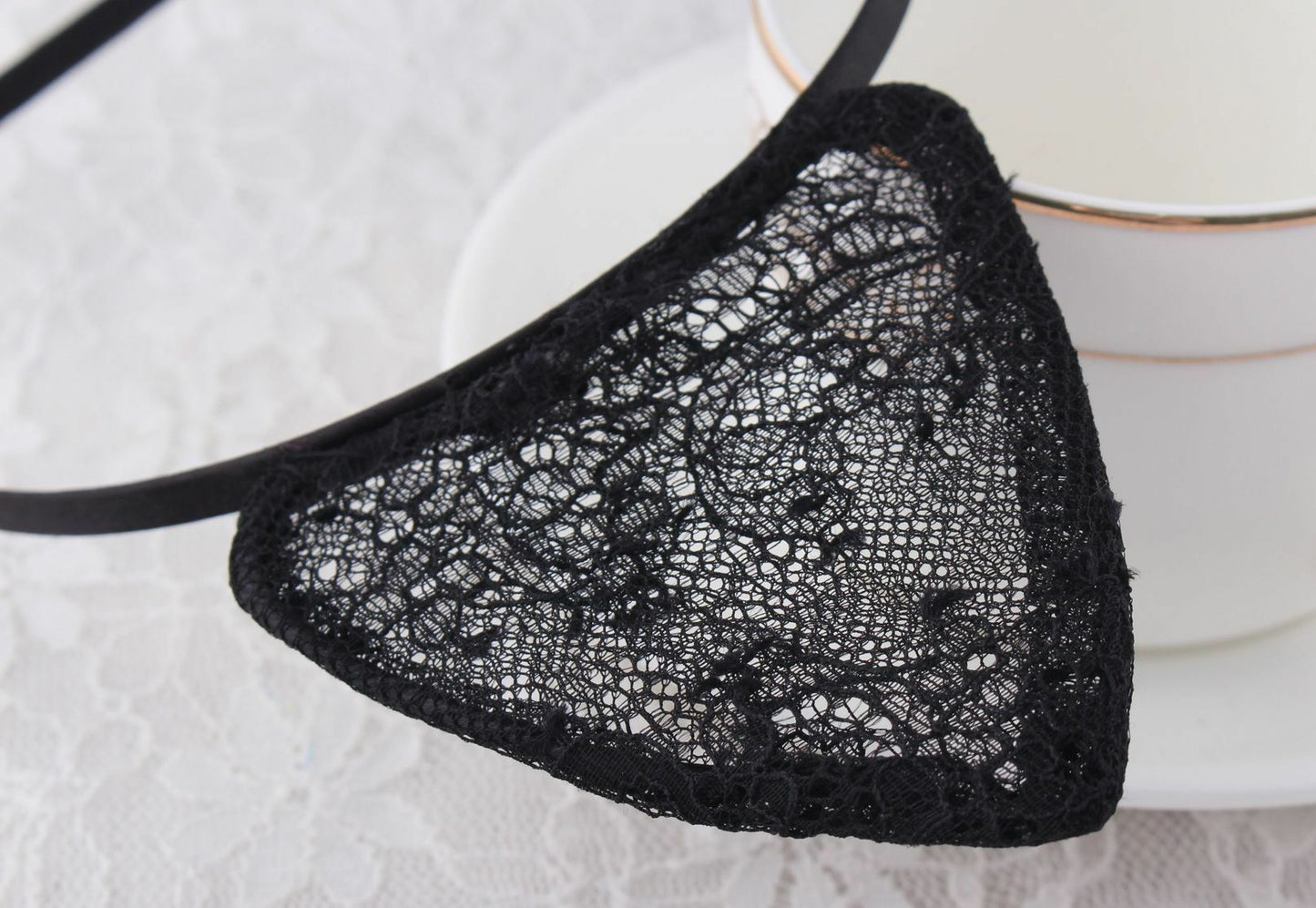 New black lace cat ears headband
