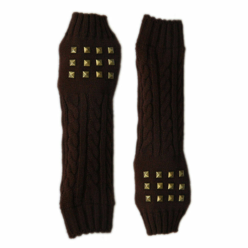 Stud Finger-less long mittens