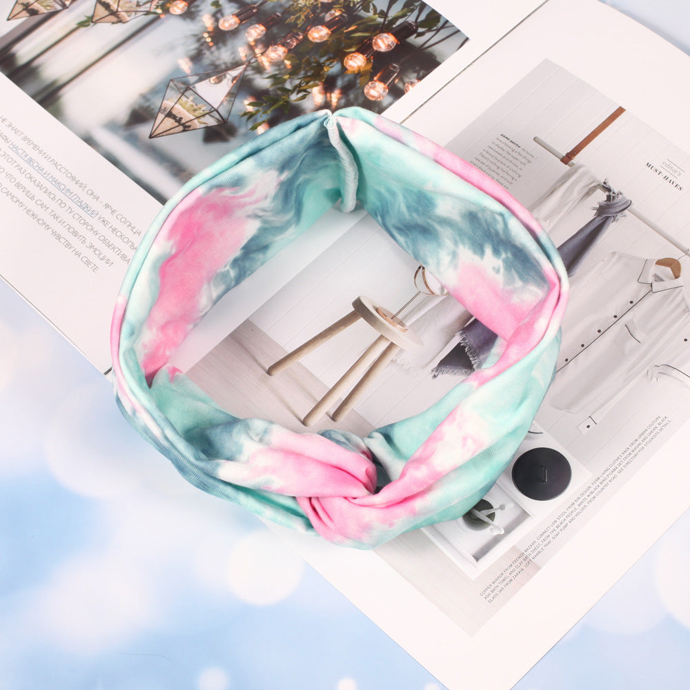 Multi-coloured Tie Dye prints turban headband