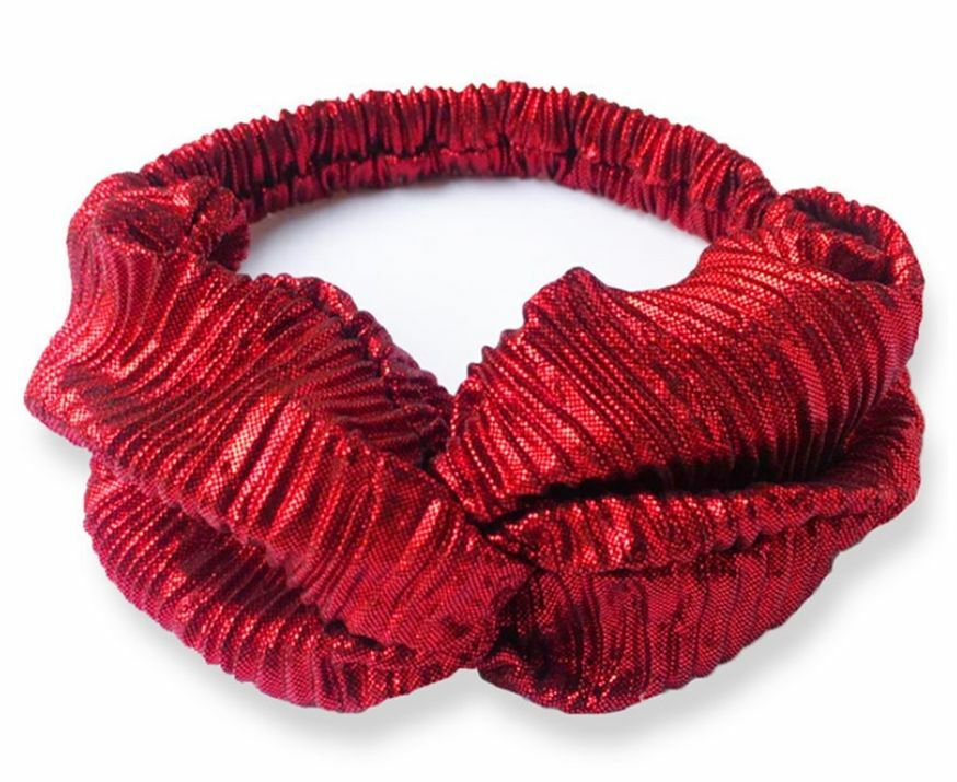Twist front metallic glossy elastic headband