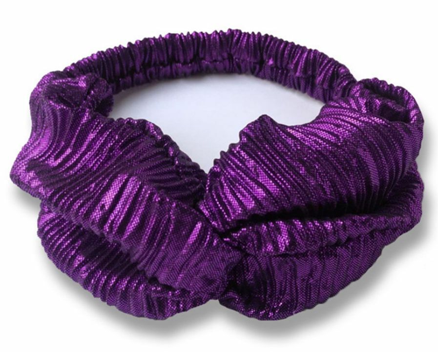 Twist front metallic glossy elastic headband