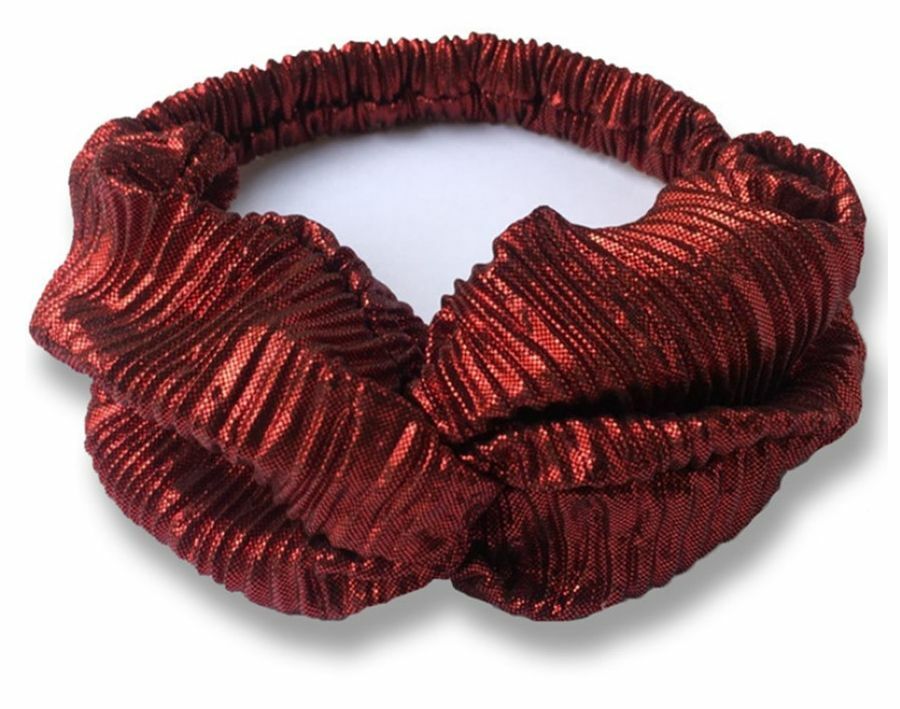 Twist front metallic glossy elastic headband