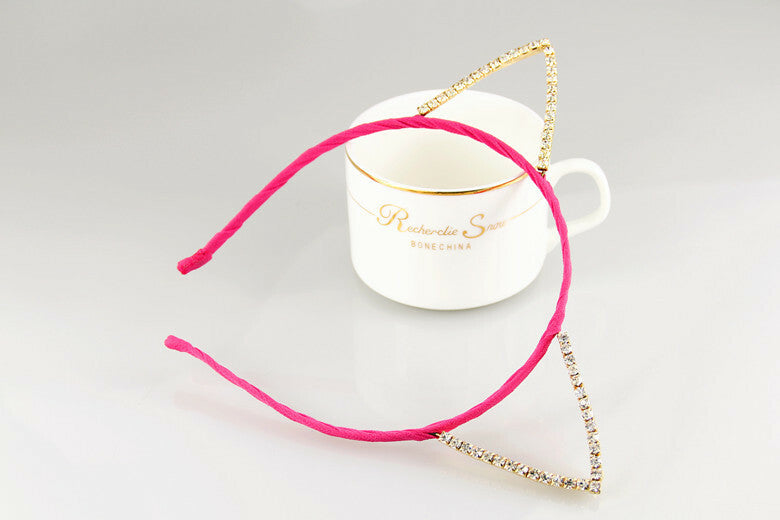Chiffon fabric shiny gems cat ears headband