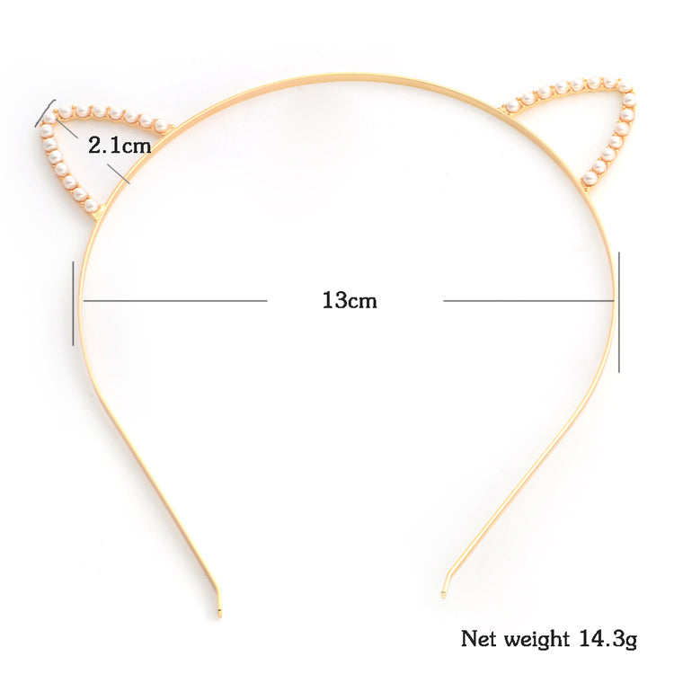 White pearls small ears headband