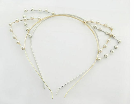 White pearls cat ears headband