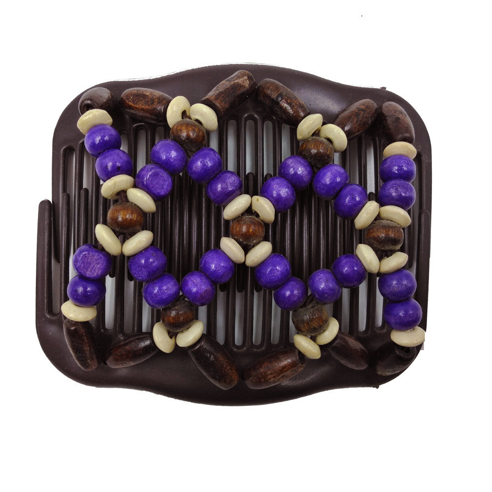 Wooden beads butterfly hair comb