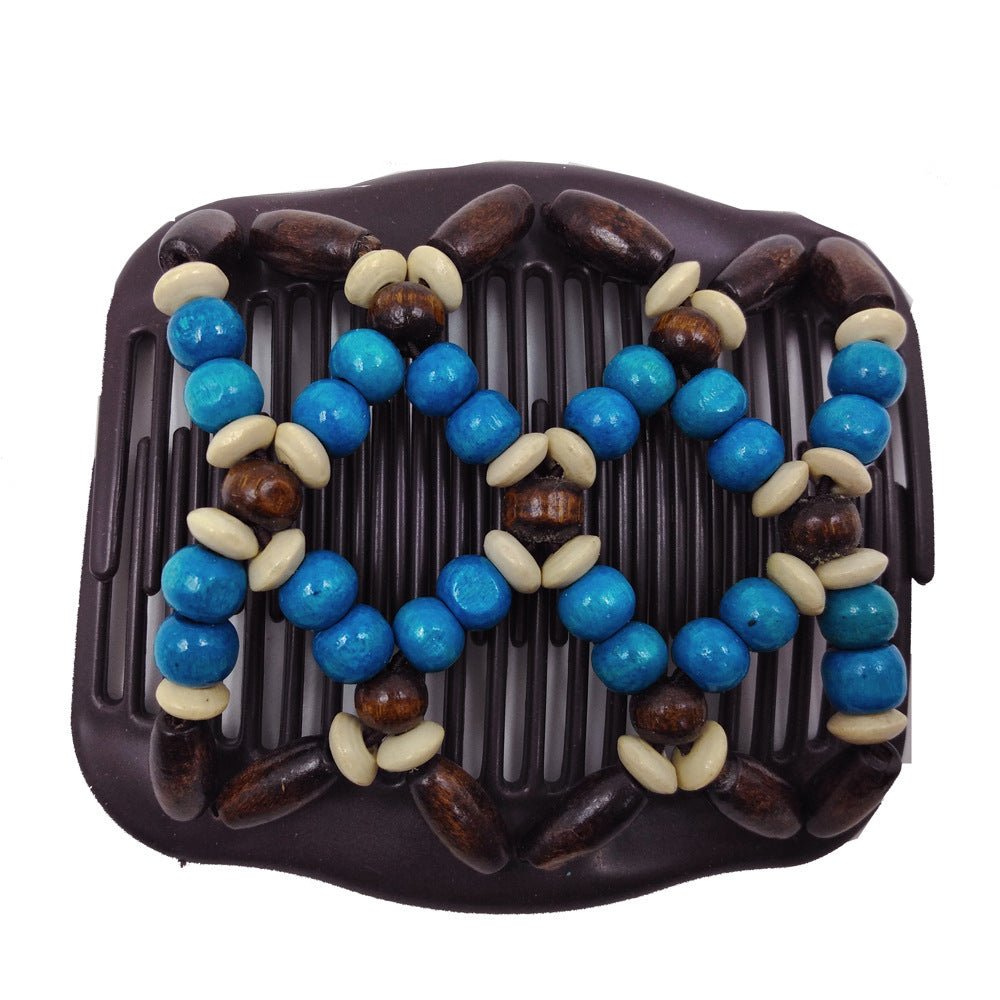 Wooden beads butterfly hair comb
