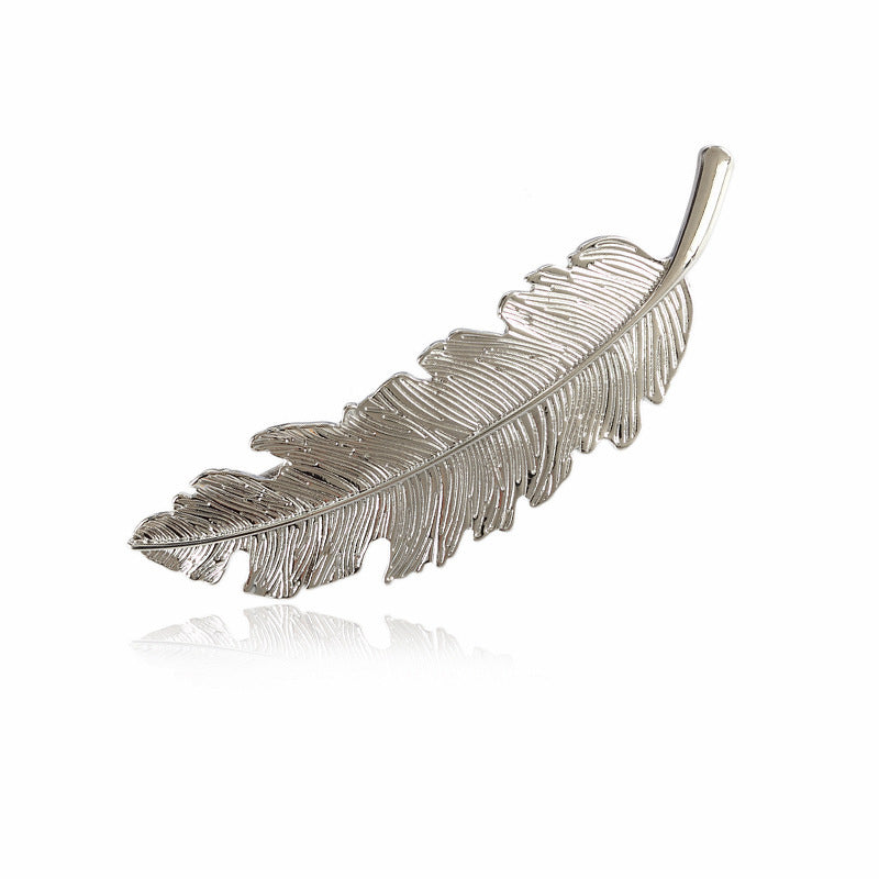 Metallic feather hair barrette