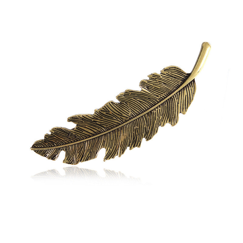 Metallic feather hair barrette