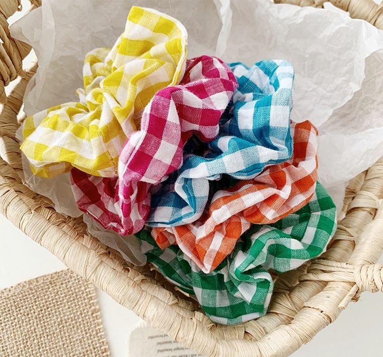 Bright gingham scrunchies