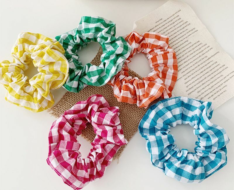 Bright gingham scrunchies
