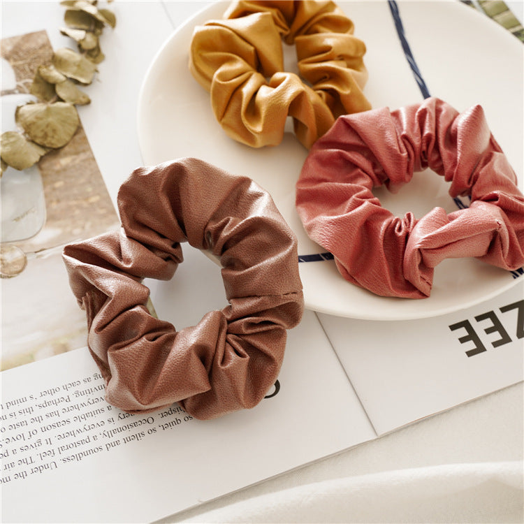 Soft leather scrunchies