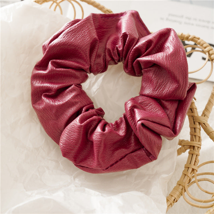 Soft leather scrunchies