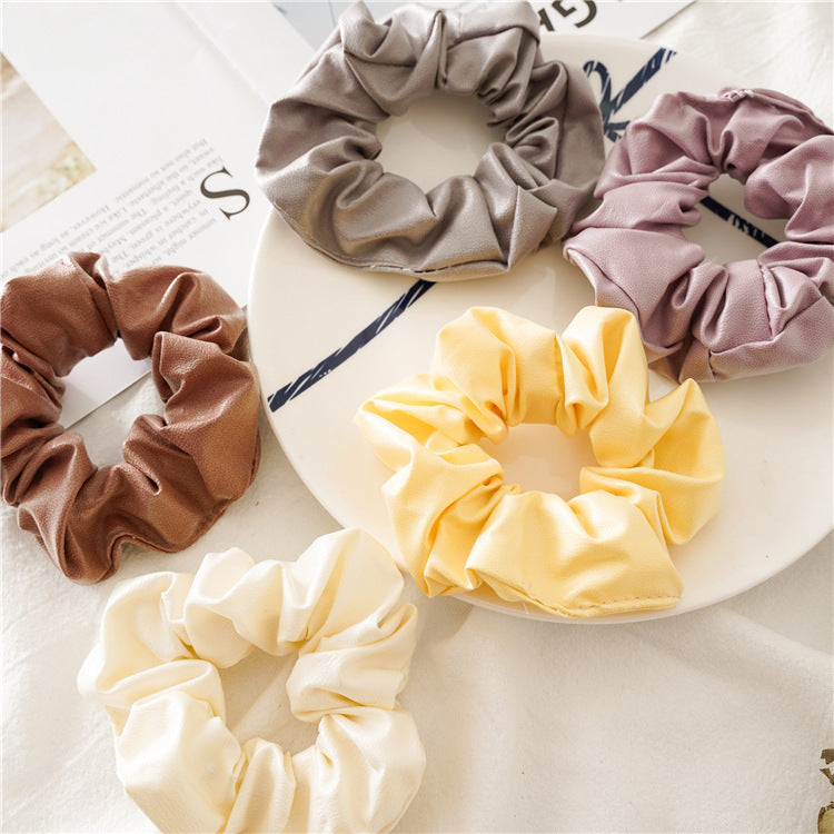 Soft leather scrunchies