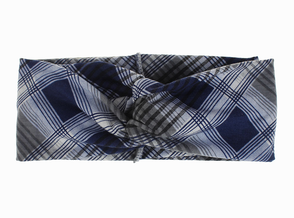 Plaids patterned twist front stretchy headband