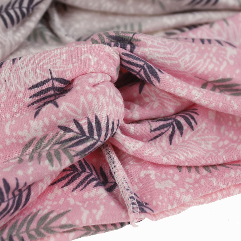 Snowy leaf branches printing turban headband