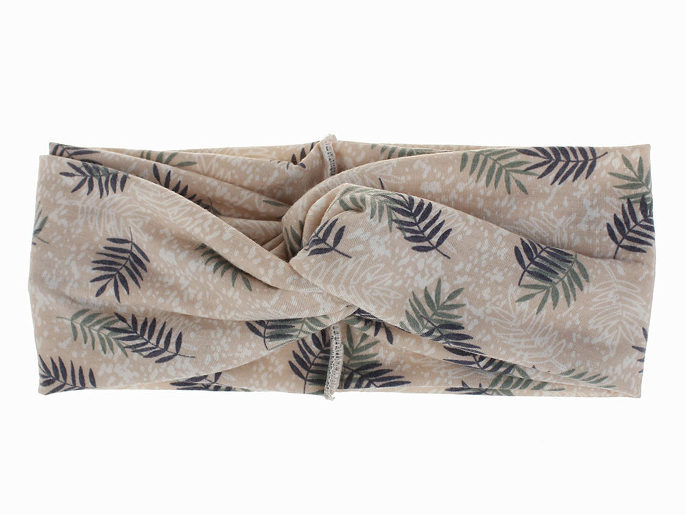 Snowy leaf branches printing turban headband