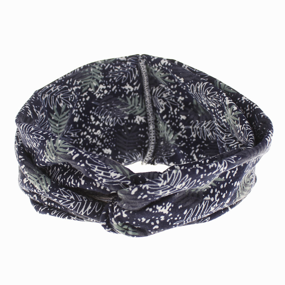 Snowy leaf branches printing turban headband