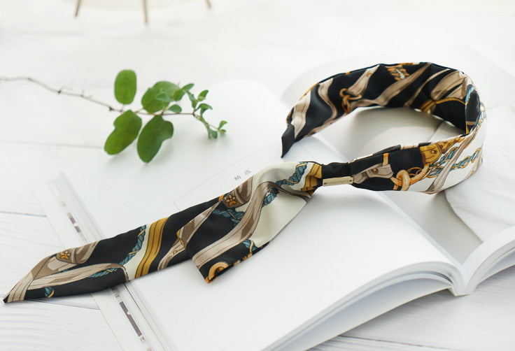 Patterned satin headband with scarf