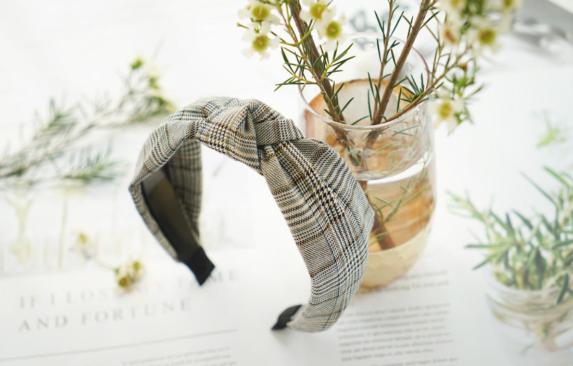 Hounds-tooth plaids knotted headband