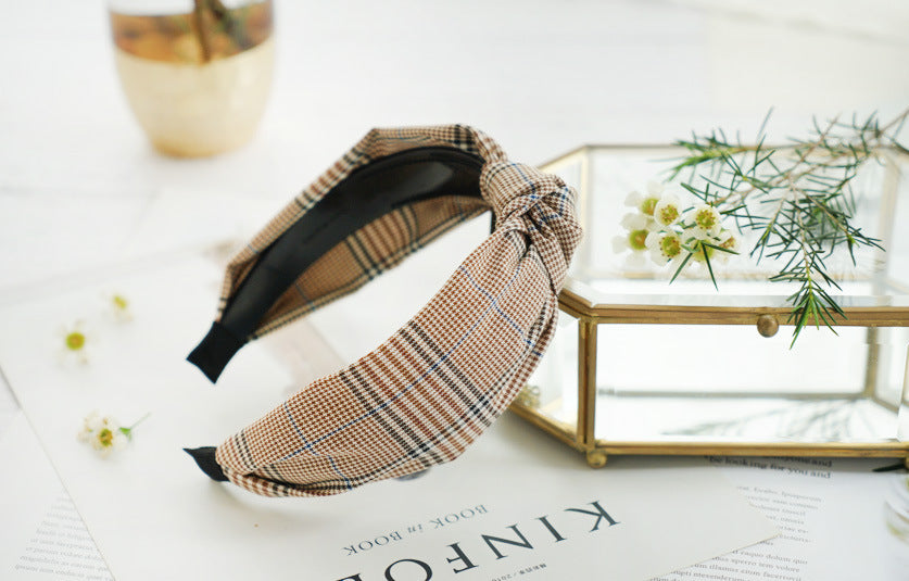 Hounds-tooth plaids knotted headband