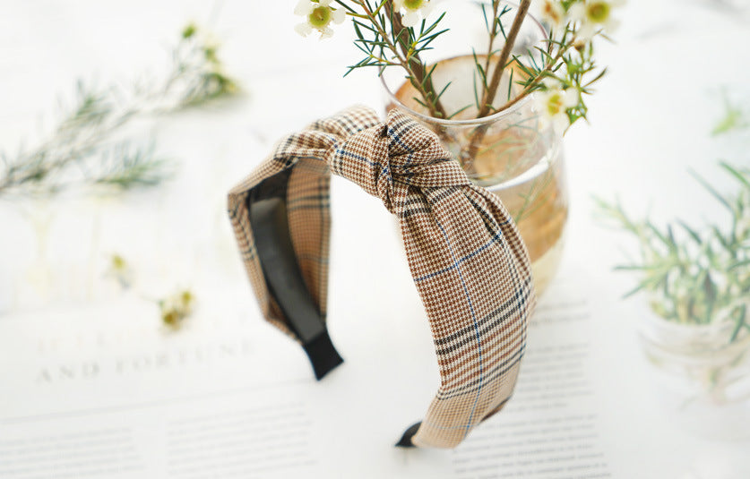 Hounds-tooth plaids knotted headband