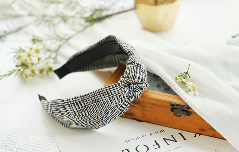 Hounds-tooth plaids knotted headband