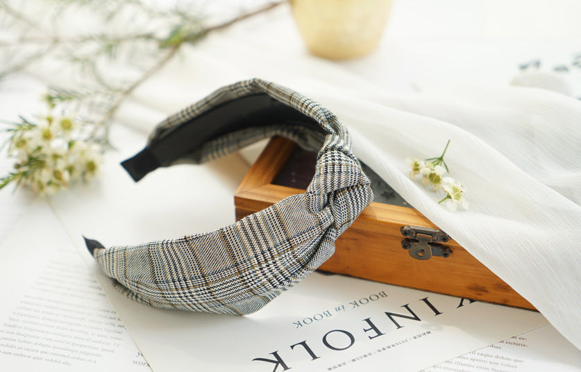 Hounds-tooth plaids knotted headband