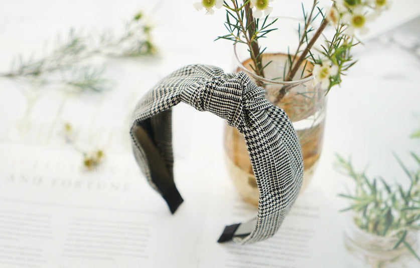 Hounds-tooth plaids knotted headband