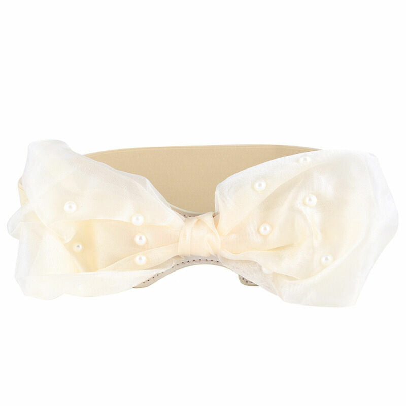 Large organza bow stretch belt