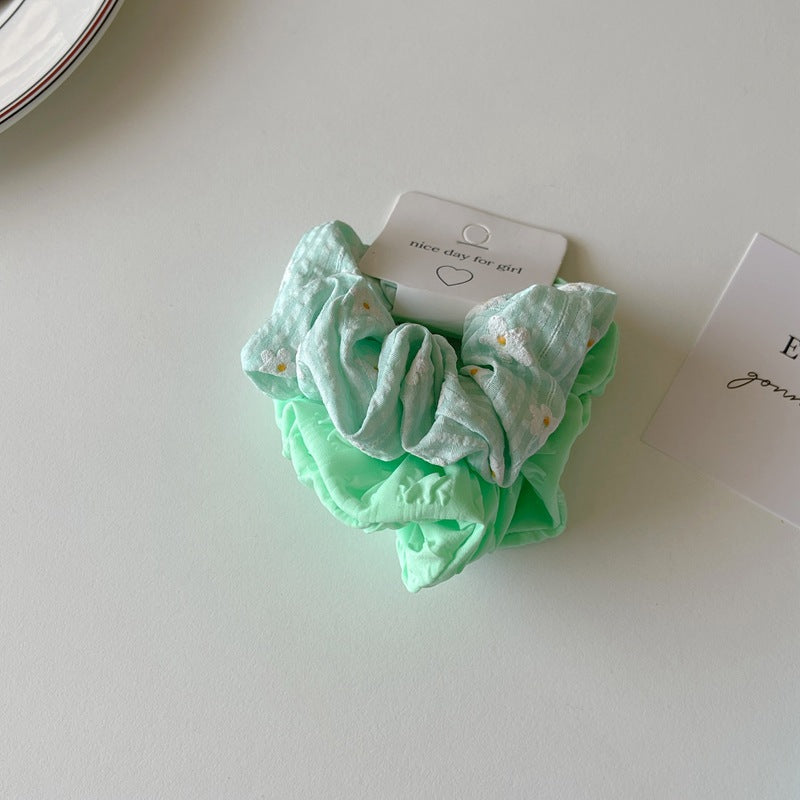 2-pack plain and floral chiffon scrunchies