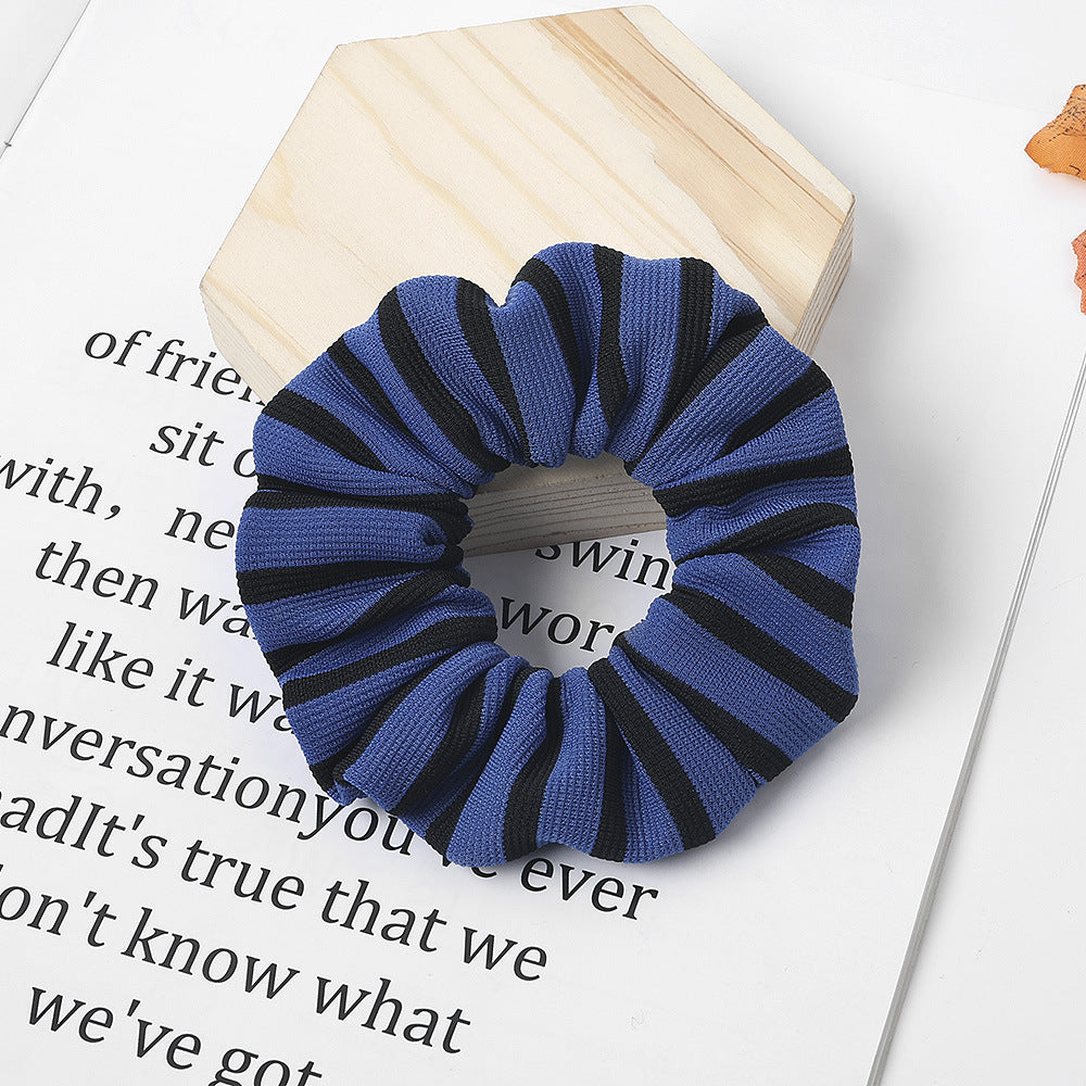 Black stripped knit fabric scrunchies