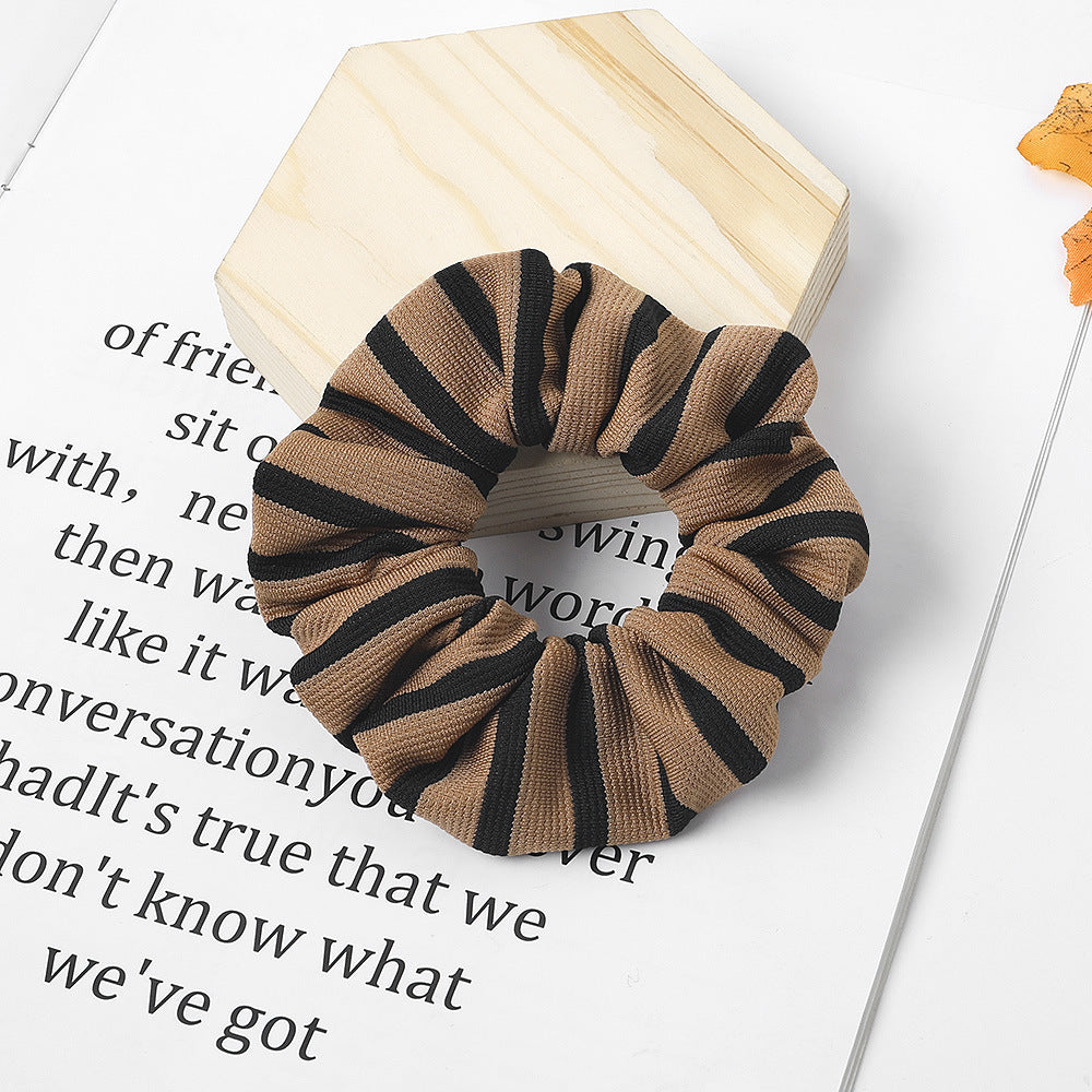 Black stripped knit fabric scrunchies