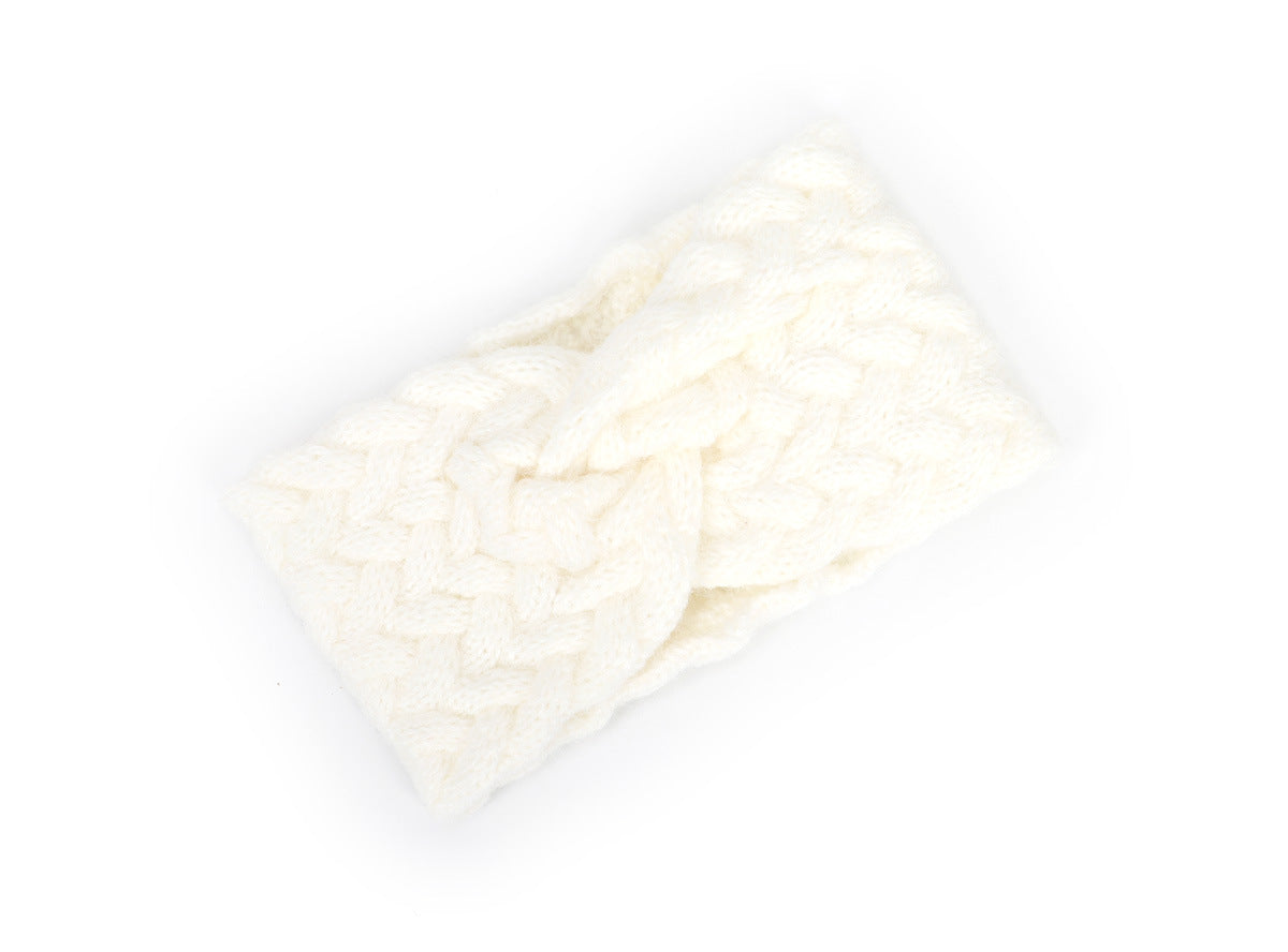 Braids patterned twist front knitted headband