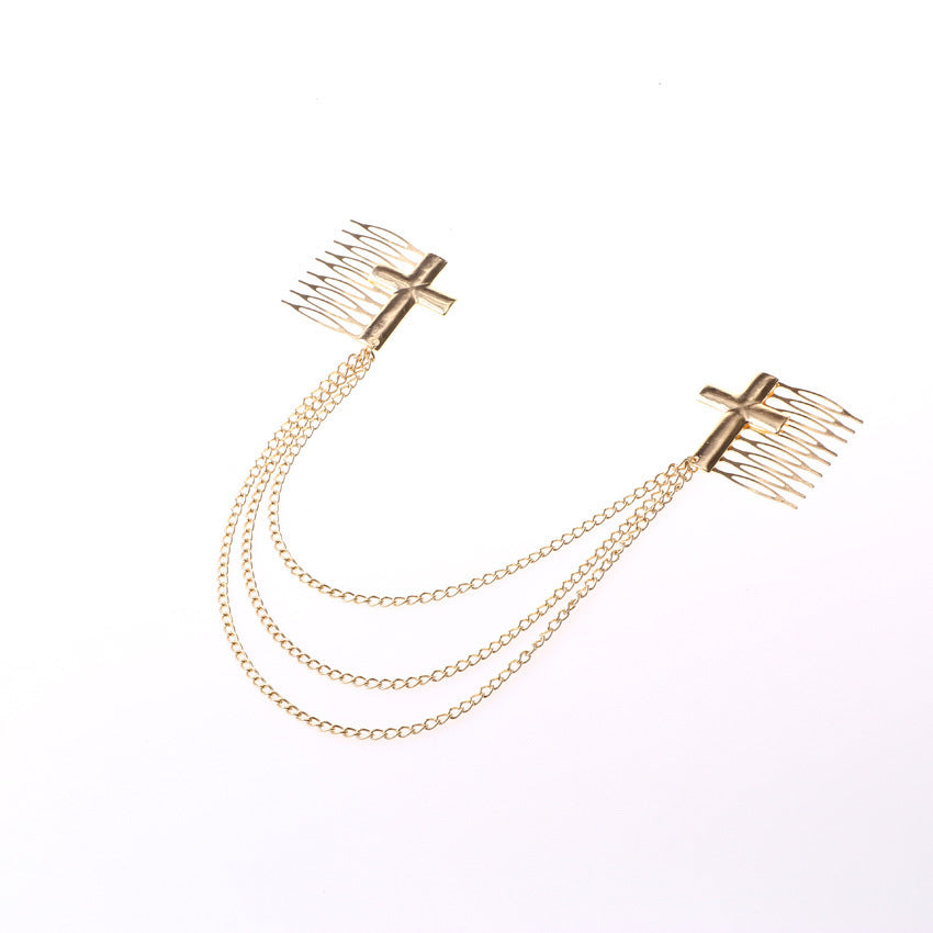 Metallic cross double hair comb