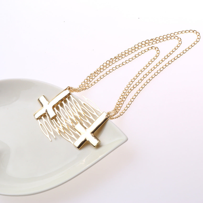 Metallic cross double hair comb