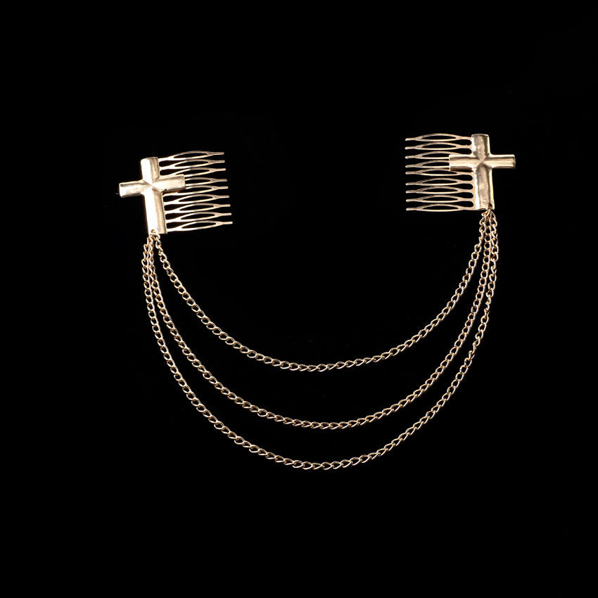 Metallic cross double hair comb