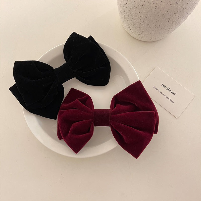 Large velvet bow hair slide